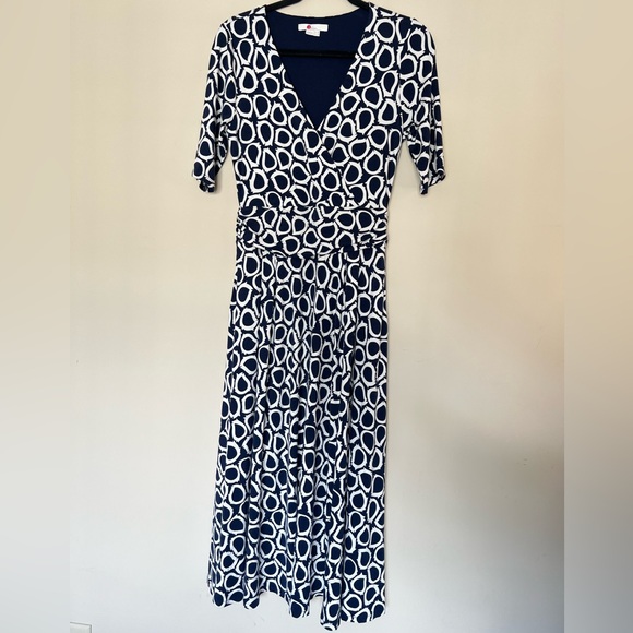 Boden Kassidy Jersey Navy and White Geometric Midi Dress- EUC - Picture 4 of 10